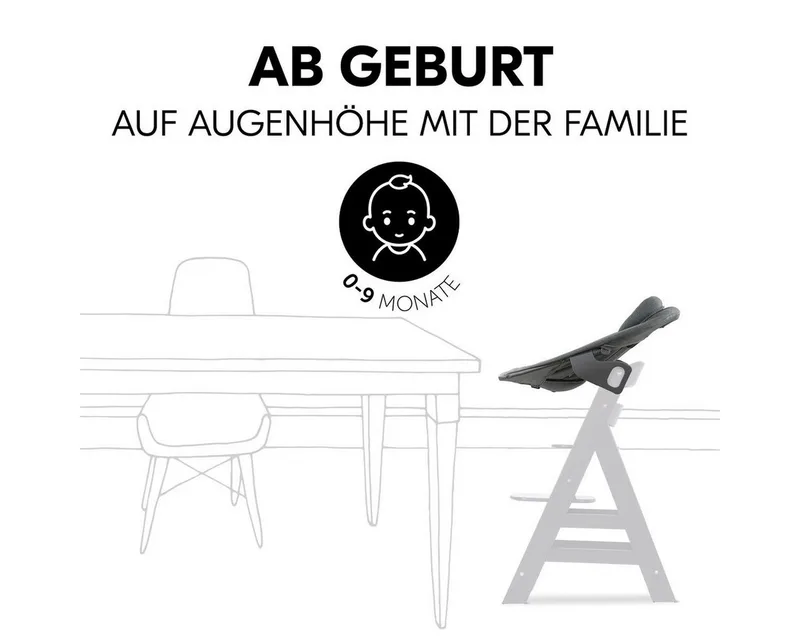 Hochstuhl Alpha Plus Black Newborn Set Premium, Holz Babystuhl ab Geburt inkl. Aufsatz für Neugeborene & Sitzauflage by Hauck in Black – product photo 4 of 5