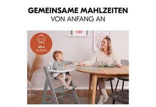 Hochstuhl Alpha Plus Grey, Holz Baby Kinderhochstuhl mit Tablett Click Tray, Baby-Sitz & Sitzpad von Hauck in Grau – Produktfoto 2 von 4