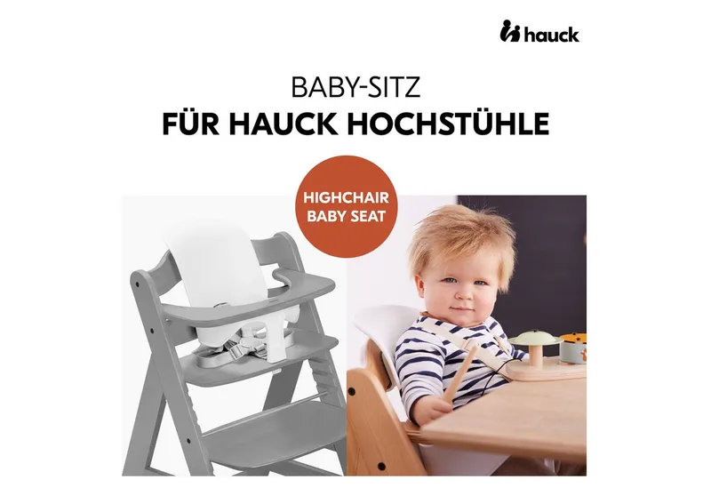 Hochstuhl Alpha Plus Grey, Holz Baby Kinderhochstuhl mit Tablett Click Tray, Baby-Sitz & Sitzpad von Hauck in Grau – Produktfoto 3 von 4