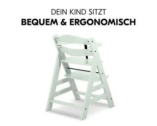 Hochstuhl Alpha Plus - Mint, Mitwachsender Holz Babystuhl Kinderhochstuhl mit Gurt FSC zertifiziert by Hauck in Green – product photo 4 of 5