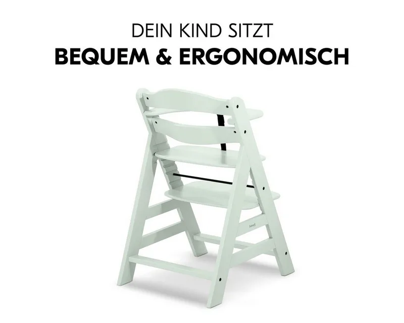Hochstuhl Alpha Plus - Mint, Mitwachsender Holz Babystuhl Kinderhochstuhl mit Gurt FSC zertifiziert by Hauck in Green – product photo 4 of 5