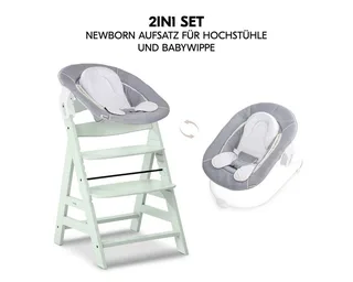 Hochstuhl Alpha Plus Mint - Newborn Set, Holz Babyhochstuhl ab Geburt inkl. Neugeborenenaufsatz & Sitzauflage by Hauck in Green – product photo 3 of 5