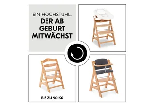 Hochstuhl Alpha Plus, Mitwachsender Holz Kinderhochstuhl mit Gurt, Schutzbügel & Sitzauflage by Hauck in Beige – product photo 5 of 5