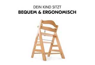 Hochstuhl Alpha Plus, Mitwachsender Holz Kinderhochstuhl mit Gurt, Schutzbügel & Sitzauflage by Hauck in Beige – product photo 4 of 5