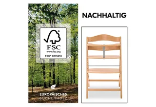 Hochstuhl Alpha Plus, Mitwachsender Holz Kinderhochstuhl mit Gurt, Schutzbügel & Sitzauflage by Hauck in Beige – product photo 3 of 5