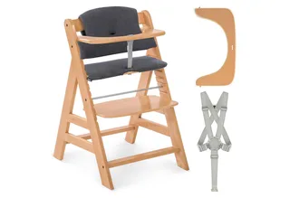 Hochstuhl Alpha Plus, Mitwachsender Holz Kinderhochstuhl mit Gurt, Schutzbügel & Sitzauflage by Hauck in Beige – product photo 1 of 5