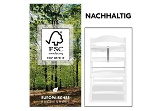 Hochstuhl Alpha Plus, Mitwachsender Holz Kinderhochstuhl verstellbar mit Sitzauflage & Gurt by Hauck in Grey – product photo 4 of 5