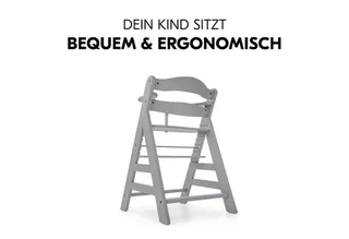 Hochstuhl Alpha Plus, Mitwachsender Holz Kinderhochstuhl verstellbar mit Sitzauflage & Gurt by Hauck in Grey – product photo 5 of 5