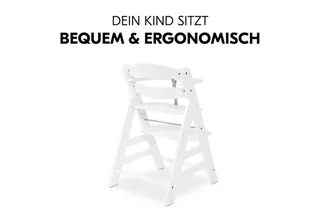 Hochstuhl Alpha Plus, Mitwachsender Holz Kinderhochstuhl verstellbar mit Sitzauflage & Gurt by Hauck in Grey – product photo 5 of 5