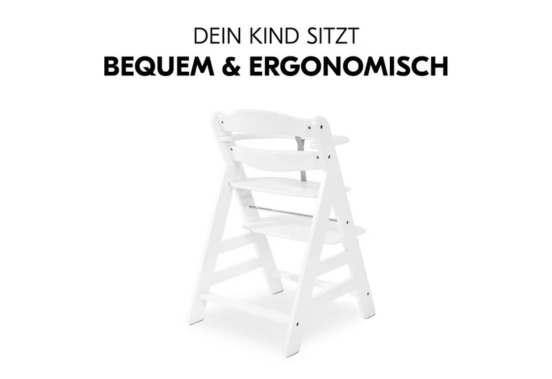 Hochstuhl Alpha Plus, Mitwachsender Holz Kinderhochstuhl verstellbar mit Sitzauflage & Gurt by Hauck in Grey – product photo 5 of 5