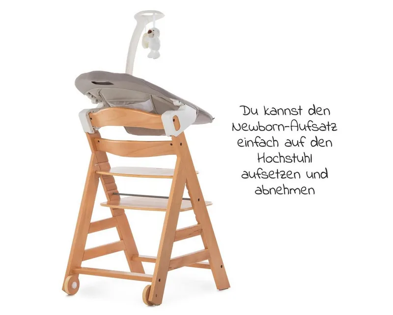 Hochstuhl Alpha Plus Move Natur Newborn Set (5 St), Holz Babystuhl ab Geburt mit Neugeborenenaufsatz, Sitzkissen, Essbrett von Hauck in Beige – Produktfoto 3 von 3