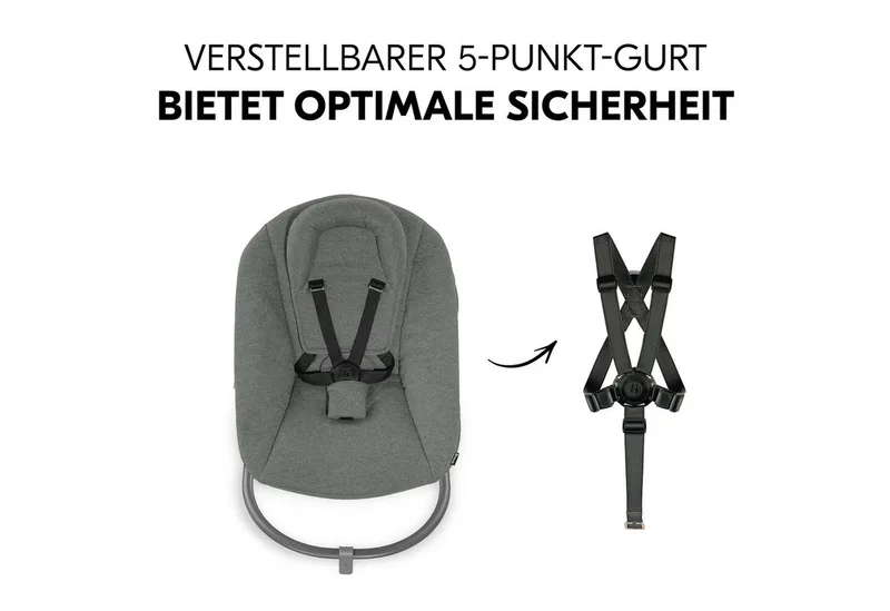 Hochstuhl Alpha Plus Natur Newborn Set Premium Dark Grey, Babystuhl ab Geburt, Aufsatz für Neugeborene, Essbrett, Sitzauflage von Hauck in Beige – Produktfoto 5 von 5