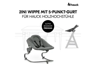 Hochstuhl Alpha Plus Natur Newborn Set Premium Dark Grey, Babystuhl ab Geburt, Aufsatz für Neugeborene, Essbrett, Sitzauflage von Hauck in Beige – Produktfoto 3 von 5