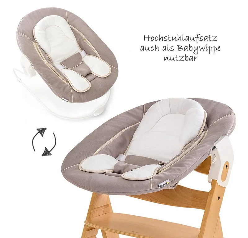 Hochstuhl Alpha Plus Natur - Newborn Set (Set, 4 St), Holz Babystuhl ab Geburt mit Aufsatz für Neugeborene höhenverstellbar von Hauck in Beige – Produktfoto 3 von 4