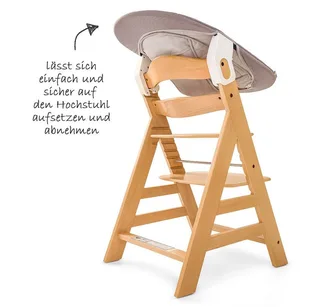 Hochstuhl Alpha Plus Natur - Newborn Set (Set, 4 St), Holz Babystuhl ab Geburt mit Aufsatz für Neugeborene höhenverstellbar von Hauck in Beige – Produktfoto 4 von 4