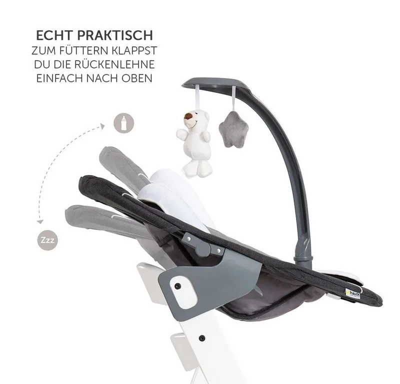 Hochstuhl Alpha Plus - Newborn Set Deluxe (Set, 4 St), Holz Babyhochstuhl ab Geburt inkl. Neugeborenenaufsatz & Sitzauflage von Hauck in Weiß – Produktfoto 3 von 5