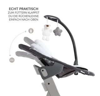 Hochstuhl Alpha Plus - Newborn Set Deluxe (Set, 4 St), Holz Babyhochstuhl ab Geburt inkl. Neugeborenenaufsatz & Sitzauflage von Hauck in Grau – Produktfoto 3 von 5