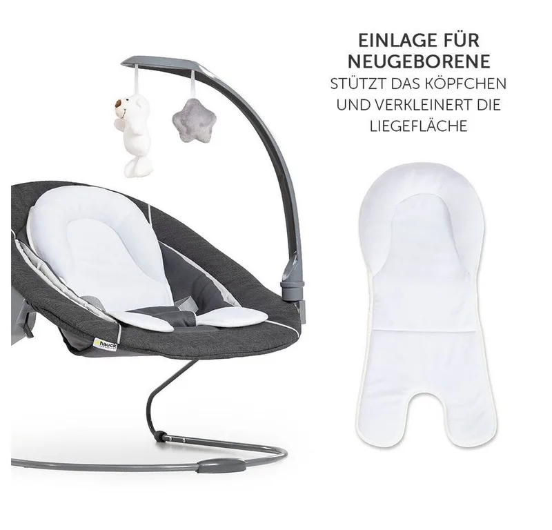Hochstuhl Alpha Plus - Newborn Set Deluxe (Set, 4 St), Holz Babyhochstuhl ab Geburt inkl. Neugeborenenaufsatz & Sitzauflage von Hauck in Grau – Produktfoto 4 von 5