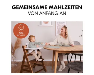 Hochstuhl Alpha Plus Set - Walnut, Mitwachsender Holz Kinderhochstuhl mit Essbrett Click Tray & Baby-Sitz by Hauck in Brown – product photo 3 of 5