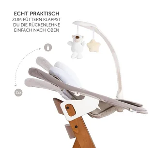 Hochstuhl Alpha Plus Walnut - Newborn Set Deluxe (Set, 4 St), Holz Babyhochstuhl ab Geburt inkl. Neugeborenenaufsatz & Sitzauflage by Hauck in Brown – product photo 3 of 5