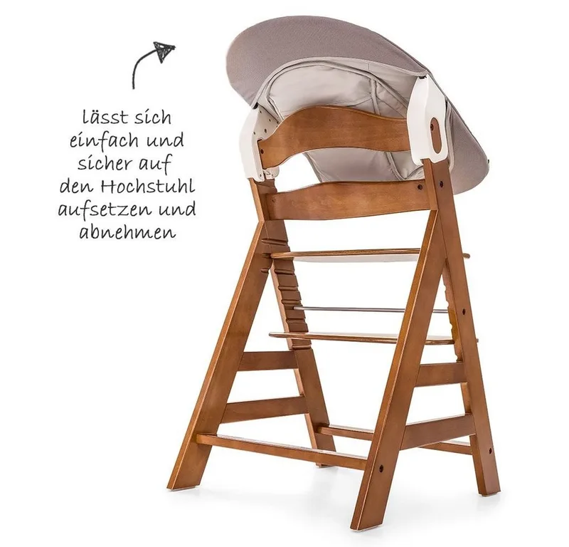 Hochstuhl Alpha Plus Walnut Newborn Set (Set, 4 St), Holz Babyhochstuhl ab Geburt inkl. Neugeborenenaufsatz & Sitzauflage by Hauck in Brown – product photo 4 of 5