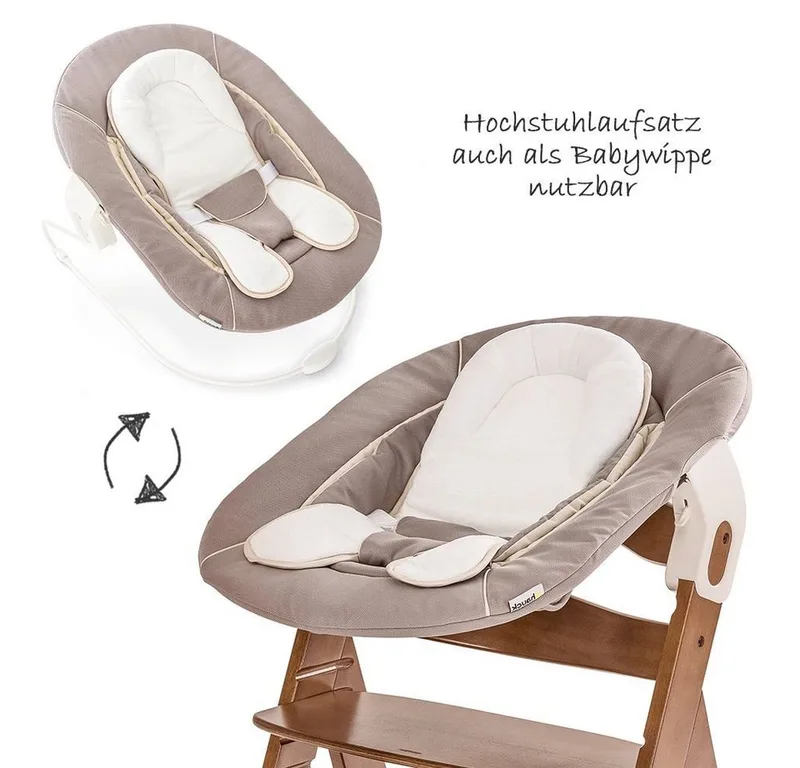 Hochstuhl Alpha Plus Walnut Newborn Set (Set, 4 St), Holz Babyhochstuhl ab Geburt inkl. Neugeborenenaufsatz & Sitzauflage by Hauck in Brown – product photo 3 of 5