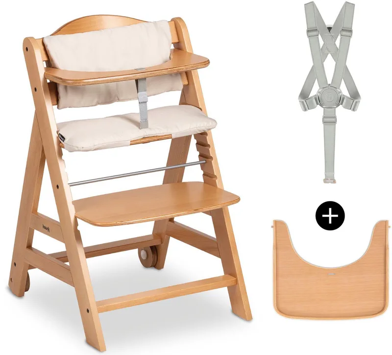 Hochstuhl Beta+, mit Holzrädern by Hauck in Beige – product photo