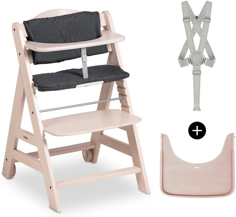 Hochstuhl Beta+, mit Holzrädern by Hauck in Weiß – product photo