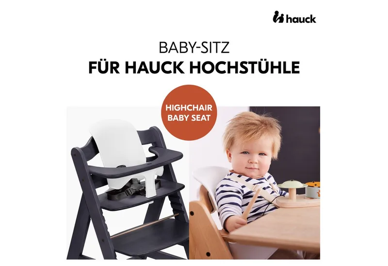 Hochstuhl Beta Plus - Dark Grey, Holz Kinderhochstuhl mit Baby-Sitz, Essbrett, Sitzauflage & Rollen von Hauck in Grau – Produktfoto 3 von 4