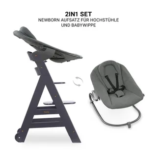 Hochstuhl Beta Plus Dark Grey - Newborn Set, Babystuhl ab Geburt inkl. Aufsatz für Neugeborene, Tisch, Sitzauflage by Hauck in Beige – product photo 4 of 5