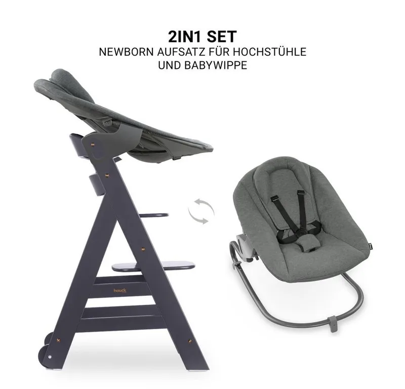 Hochstuhl Beta Plus Dark Grey - Newborn Set, Babystuhl ab Geburt inkl. Aufsatz für Neugeborene, Tisch, Sitzauflage by Hauck in Beige – product photo 4 of 5