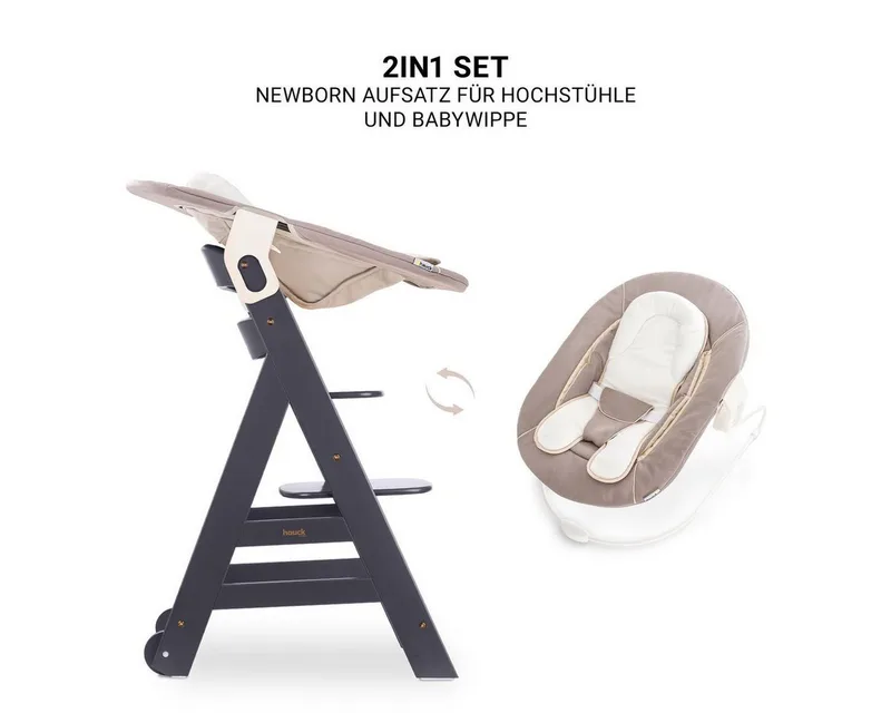 Hochstuhl Beta Plus Dark Grey - Newborn Set, Babystuhl ab Geburt inkl. Aufsatz für Neugeborene, Tisch, Sitzauflage by Hauck in Grey – product photo 4 of 4