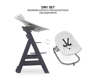 Hochstuhl Beta Plus Dark Grey - Newborn Set Premium (Set), Babystuhl ab Geburt mit Neugeborenen Aufsatz, Sitzpolster & Essbrett by Hauck in Grey – product photo 3 of 4
