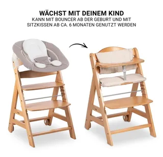 Hochstuhl Beta Plus Natur - Newborn Set, Babystuhl ab Geburt inkl. Aufsatz für Neugeborene, Tisch, Sitzauflage by Hauck – product photo 4 of 5