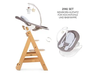 Hochstuhl Beta Plus Natur - Newborn Set Deluxe, Holz Babystuhl ab Geburt, Aufsatz für Neugeborene, Sitzkissen, Tisch by Hauck in Beige – product photo 5 of 5
