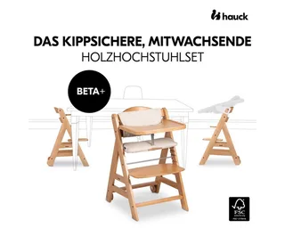 Hochstuhl Beta Plus Natural - Newborn Set, Babystuhl ab Geburt inkl. Aufsatz für Neugeborene, Tisch, Sitzauflage by Hauck in Beige – product photo 3 of 5