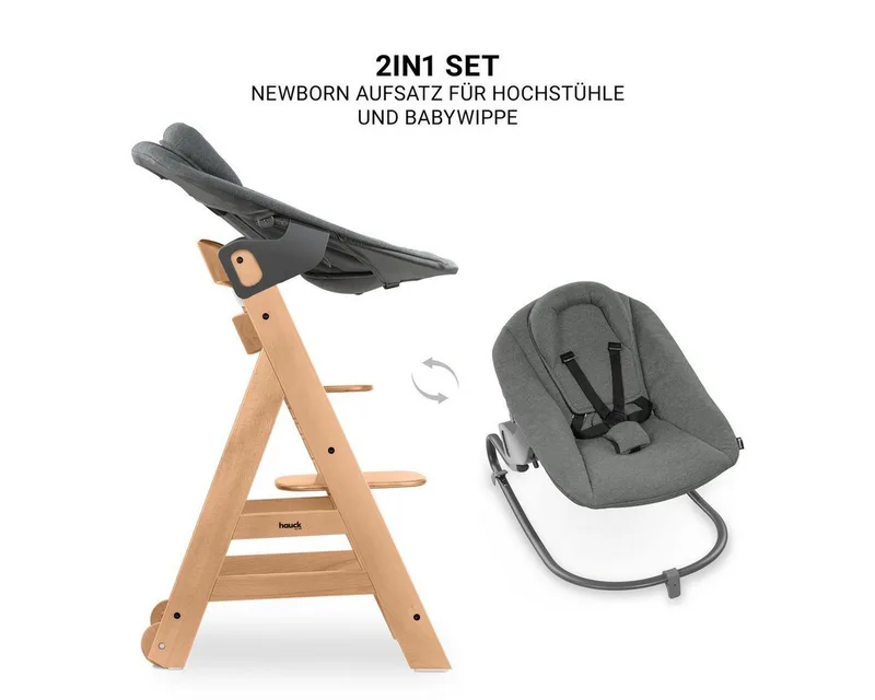 Hochstuhl Beta Plus Natural - Newborn Set, Babystuhl ab Geburt inkl. Aufsatz für Neugeborene, Tisch, Sitzauflage by Hauck in Beige – product photo 5 of 5