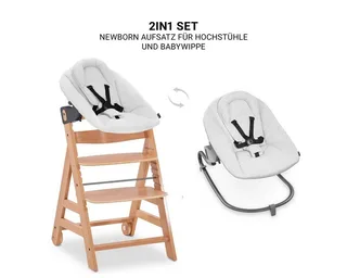 Hochstuhl Beta Plus Natural - Newborn Set Premium (Set), Babyhochstuhl ab Geburt mit Neugeborenen Aufsatz, Sitzkissen, Essbrett by Hauck in Beige – product photo 3 of 4