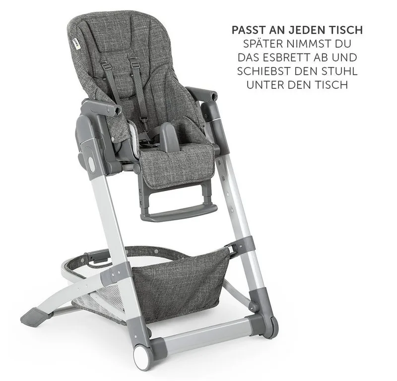 Hochstuhl Grow Up - Melange Grey, Babystuhl & Babyliege ab Geburt mit Tisch höhenverstellbar klappbar by Hauck in Grey – product photo 4 of 5
