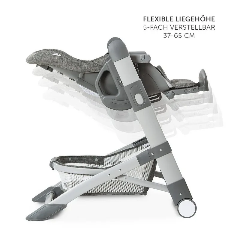 Hochstuhl Grow Up - Melange Grey, Babystuhl & Babyliege ab Geburt mit Tisch höhenverstellbar klappbar by Hauck in Grey – product photo 3 of 5