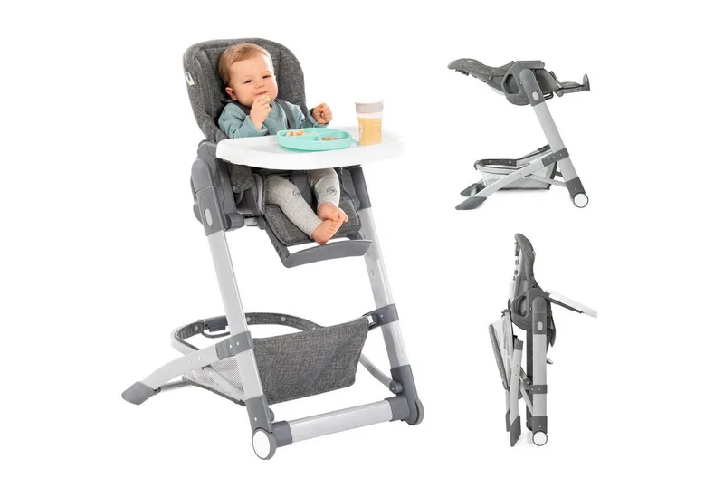 Hochstuhl Grow Up - Melange Grey, Babystuhl & Babyliege ab Geburt mit Tisch höhenverstellbar klappbar by Hauck in Grau – product photo