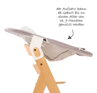 Hochstuhl Move Natur Newborn Set (5 St), Holz Babystuhl ab Geburt mit Neugeborenenaufsatz, Sitzkissen, Essbrett von Hauck in Beige – Produktfoto 5 von 5