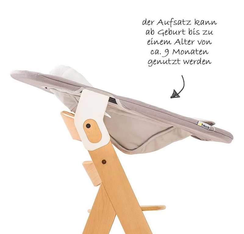 Hochstuhl Move Natur Newborn Set (5 St), Holz Babystuhl ab Geburt mit Neugeborenenaufsatz, Sitzkissen, Essbrett von Hauck in Beige – Produktfoto 5 von 5