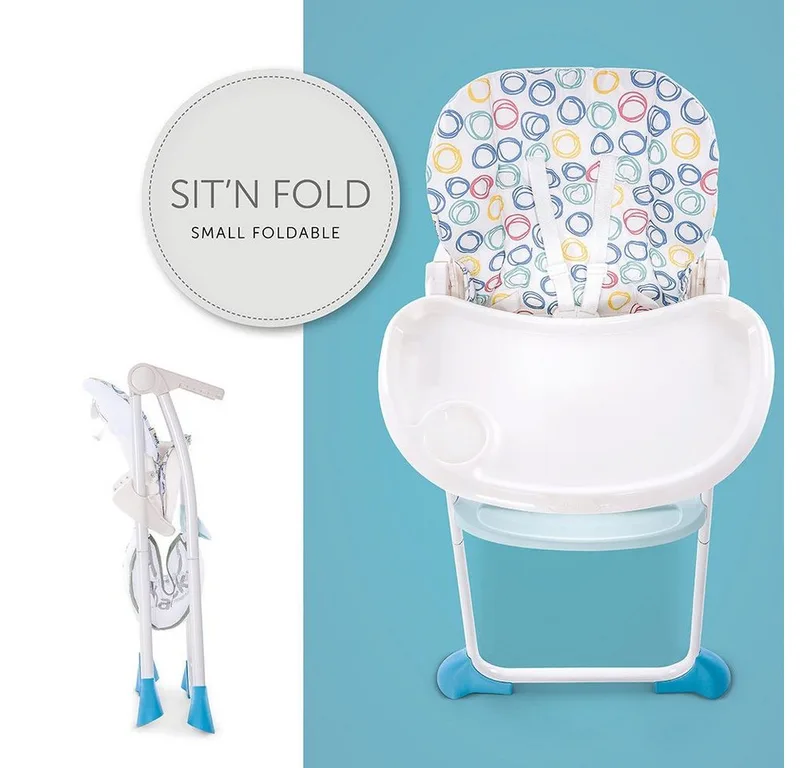 Hochstuhl Sitn Fold - Circles Multi, Kinderhochstuhl ab 6 Monate bis 15 kg mit Tisch, Verstellbar, klappbar by Hauck in Multicolour – product photo 2 of 5