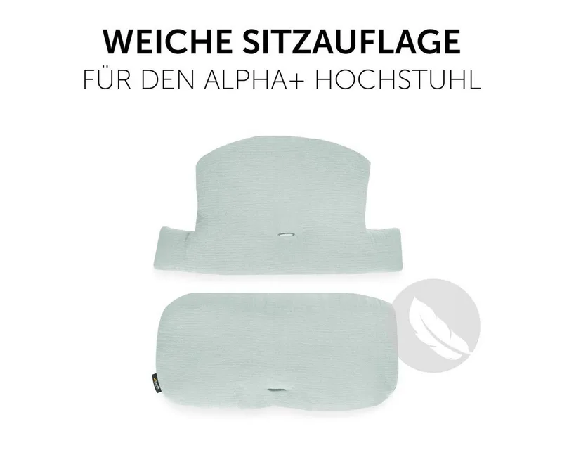 Hochstuhlauflage Select - Muslin Mint, Sitzkissen für Alpha Hochstuhl - 2-teilige Sitzauflage von Hauck in Grün – Produktfoto 2 von 5