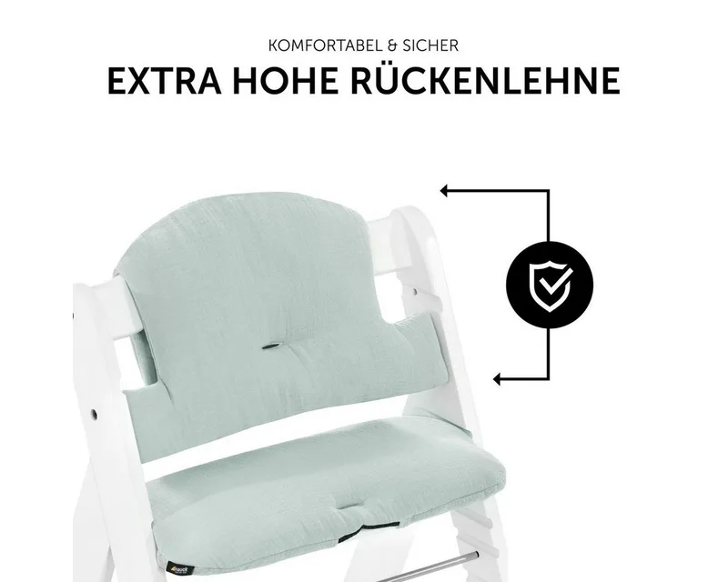 Hochstuhlauflage Select - Muslin Mint, Sitzkissen für Alpha Hochstuhl - 2-teilige Sitzauflage von Hauck in Grün – Produktfoto 4 von 5