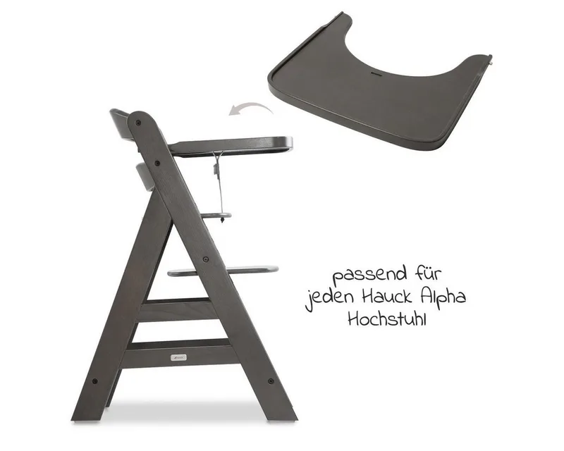 Hochstuhltablett Alpha Wooden Tray - Charcoal, Holz, Essbrett & Tisch aus Holz für Hochstuhl Alpha+ und Beta+ by Hauck in Brown, Black – product photo 2 of 5