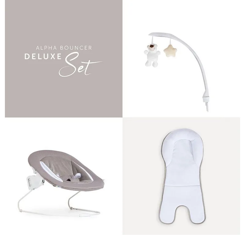 Hochstuhltablett Bouncer 2in1 Deluxe - Sand, Neugeborenenaufsatz & Babywippe für Alpha & Beta Hochstuhl ab Geburt von Hauck in Beige – Produktfoto 3 von 5