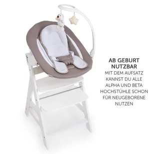 Hochstuhltablett Bouncer 2in1 Deluxe - Sand, Neugeborenenaufsatz & Babywippe für Alpha & Beta Hochstuhl ab Geburt von Hauck in Beige – Produktfoto 5 von 5