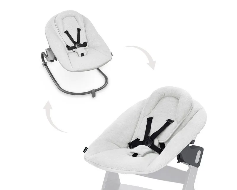 Hochstuhltablett Bouncer 2in1 Premium - Light Grey, Neugeborenenaufsatz & Baby Wippe für Alpha & Beta Hochstuhl ab Geburt by Hauck – product photo